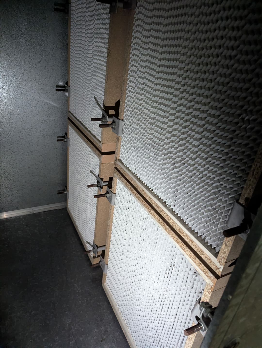 HEPA filters mounted in an older AHU